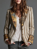 Susanna | Blazer Boho a Righe con Collo Stampato