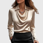 Sanne | Elegante Glanzende Satijnen Blouse