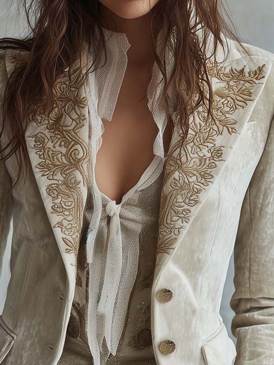 Costanza | Blazer Tailleur Avorio Ricamato