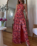 Ilse | Rugloze Maxi Jurk met Bloemenprint