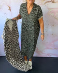 Fleur | V-hals Jurk met Luipaardprint
