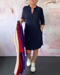 Laluna® | Effen jurk met V-hals