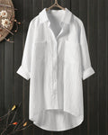 Noor | Losse Effen Blouse met Lange Mouwen