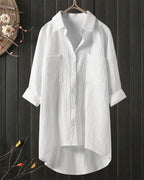 Noor | Losse Effen Blouse met Lange Mouwen