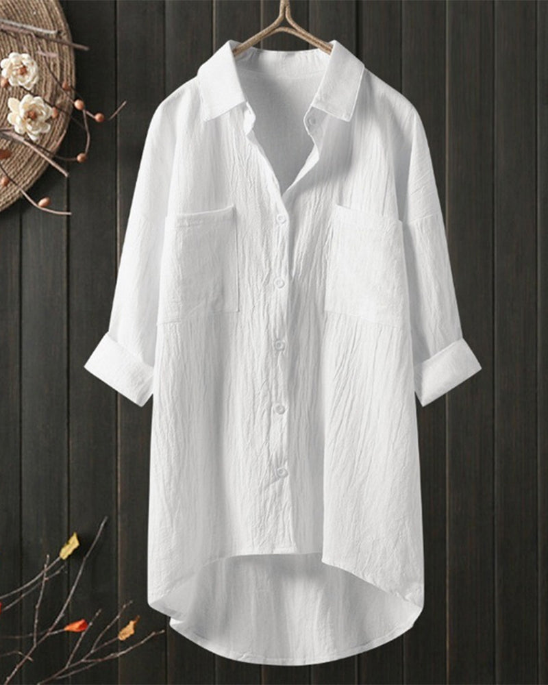 Noor | Losse Effen Blouse met Lange Mouwen