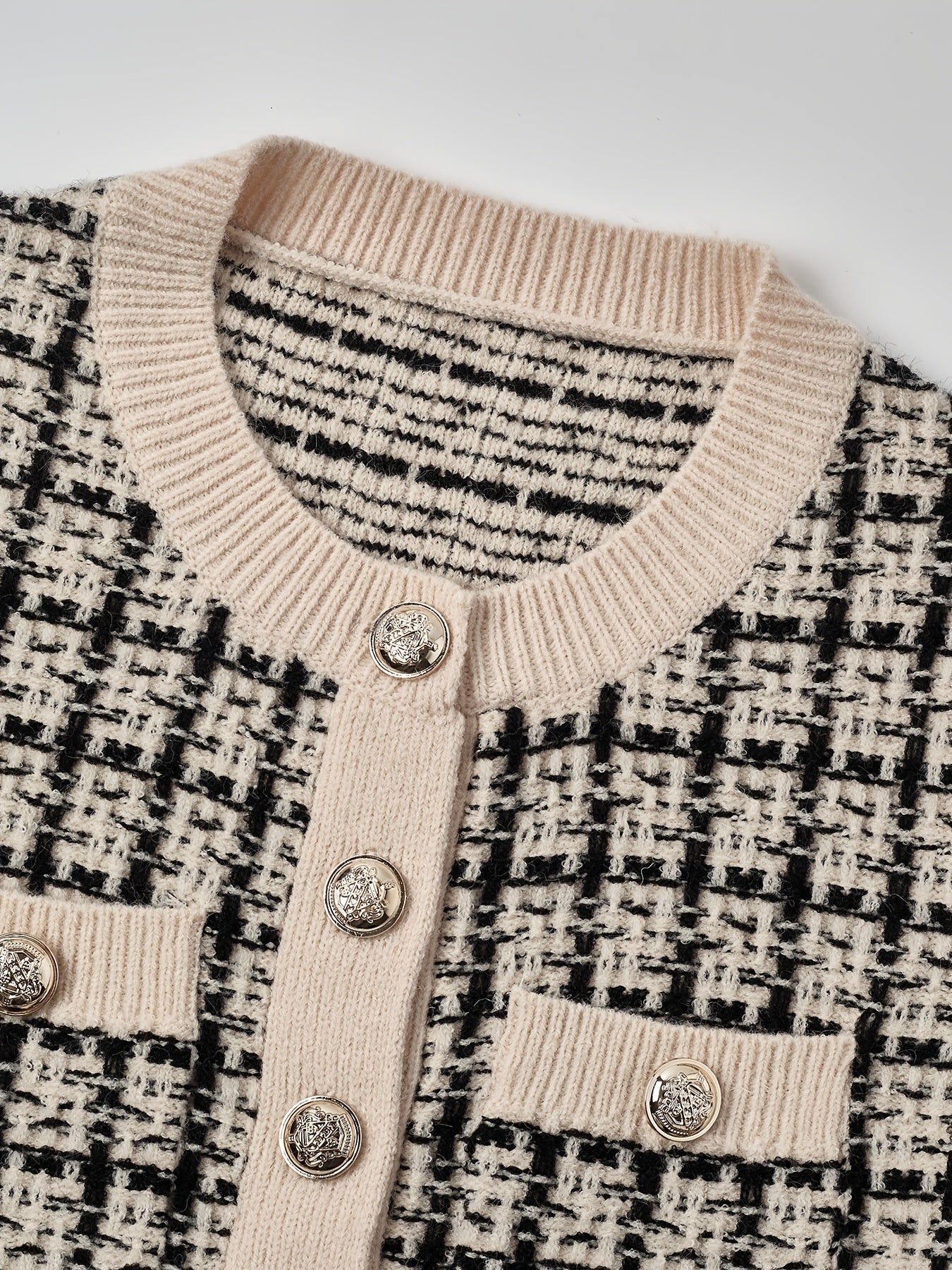 Laluna® | Cardigan Geruite con Knoopsluiting