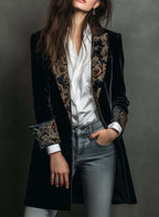 Leontina | Blazer Aderente Stampa Barocca Nera