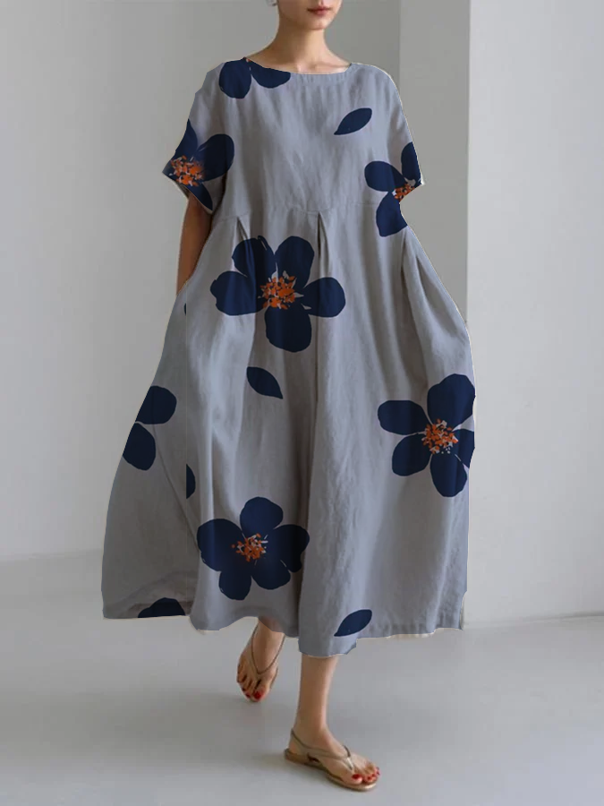 RAFFAELLA | Lungo Blomstret Kjole con Løs Passform ed eleganti dettagli per Chic Day