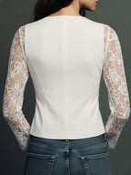 Naomi | Top Blazer Nero a Maniche Semi-Trasparenti