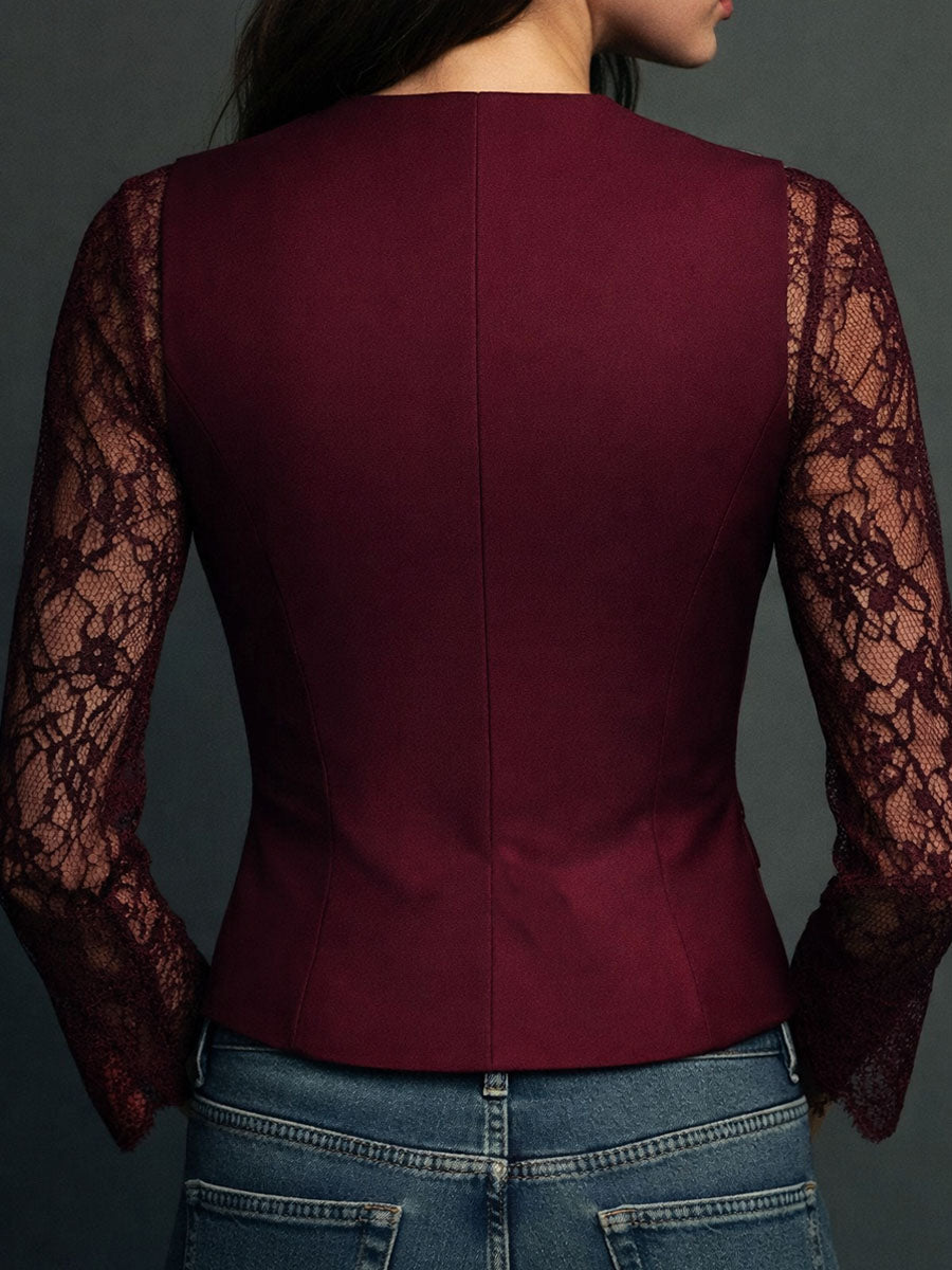 Naomi | Top Blazer Nero a Maniche Semi-Trasparenti