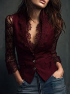 Naomi | Top Blazer Nero a Maniche Semi-Trasparenti