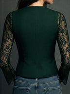 Naomi | Top Blazer Nero a Maniche Semi-Trasparenti