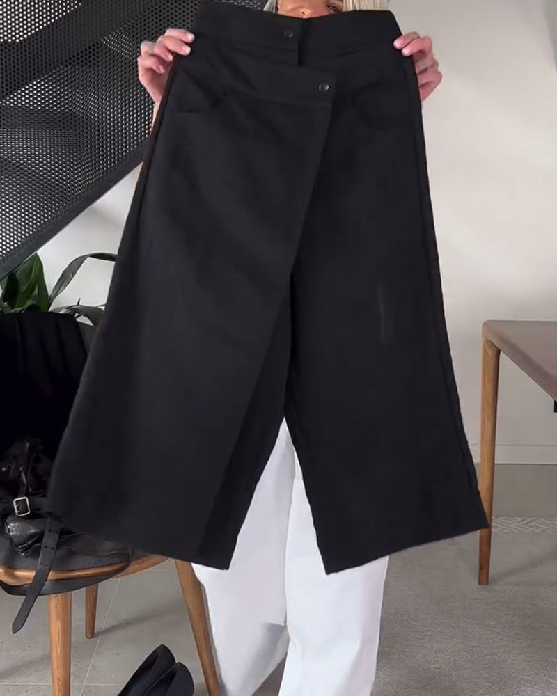 Femke | Eénkleurige Asymmetrische Casual Broek