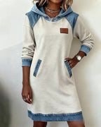 Roos | Hoodiejurk met Contrasterende Details