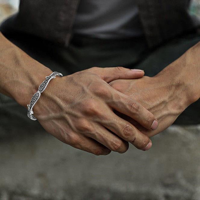 Vintage zilveren armband met engelenvleugels
