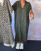 Fleur | V-hals Jurk met Luipaardprint