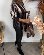 Blouse met Contrasterende Kraag en Overslag