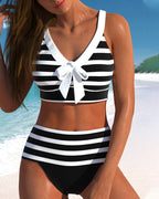 Sophie | Gestreepte Bikini met Hoge Taille