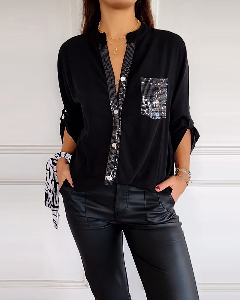 Casual Top met Pailletten Details