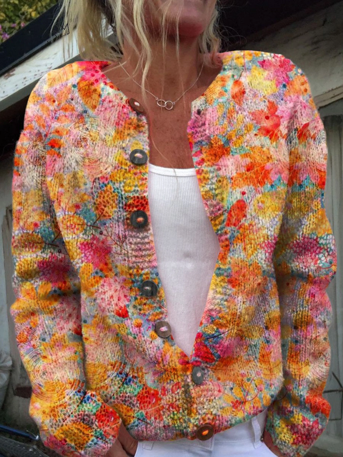 Elena | Cardigan Vintage a Fiori Dipinti