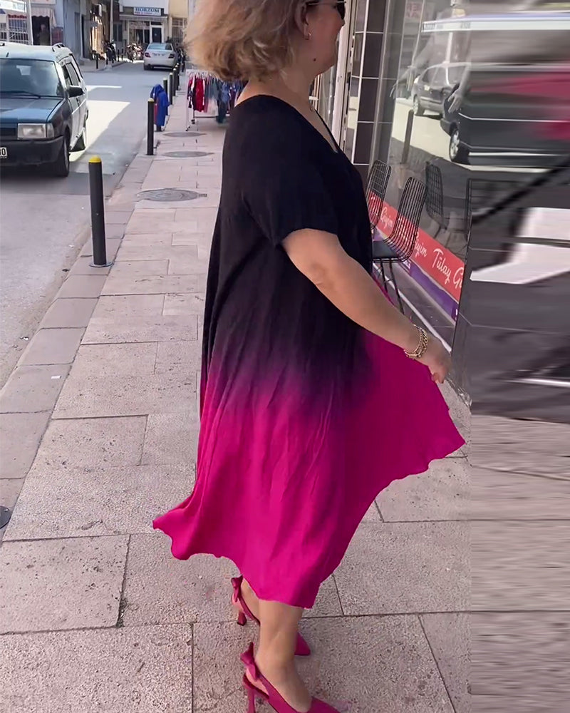 Anna | Casual Geplooide Ombre-jurk