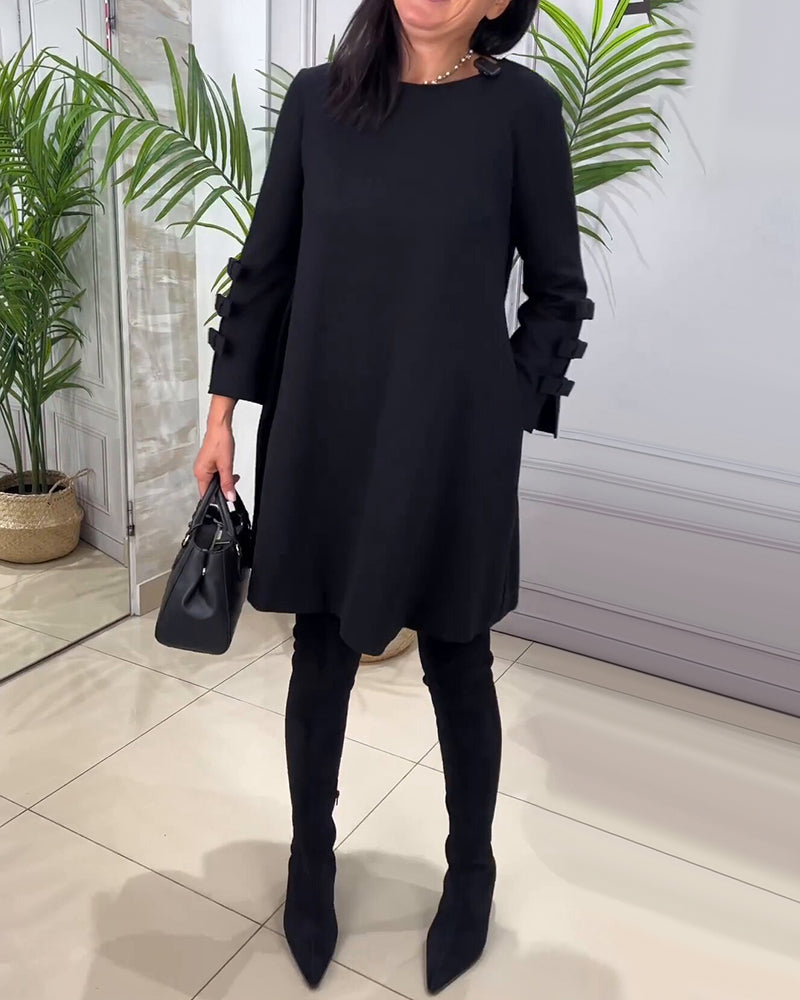 Julia | Casual Knielange Jurk met Lange Mouwen