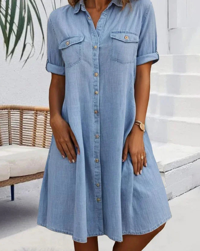 Nina | Casual Jeansjurk met Kraag