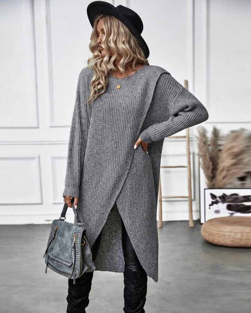 Sophie | Lange Effen Trui-jurk