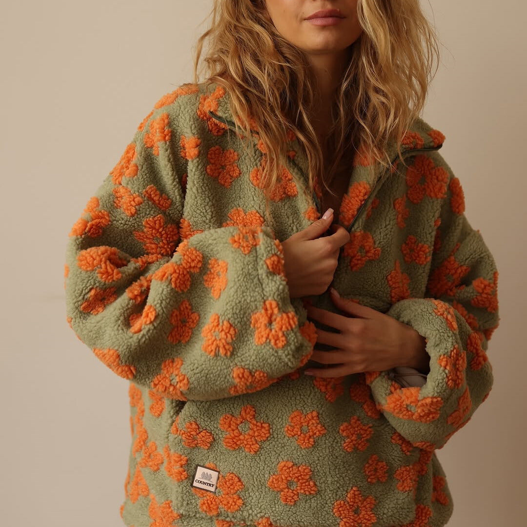 Sophie | Fleece Trui met Bloemenprint