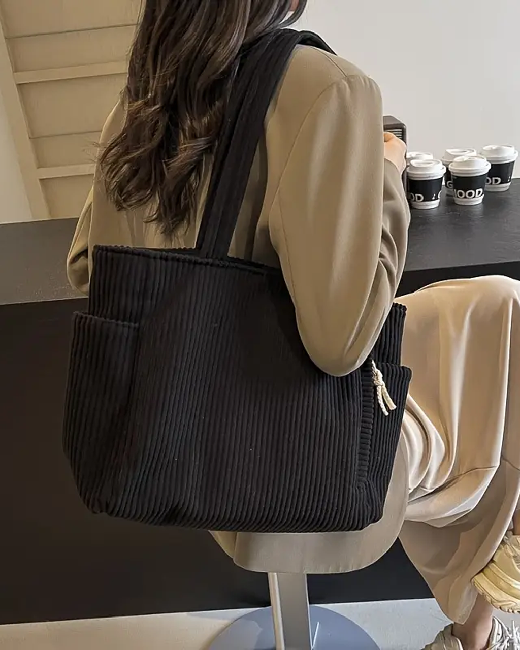 Tessa | Geribbelde Totetas met Koorddetail