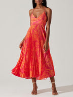 Erica | Abito Midi Plissettato Elegante Stampa Floreale Chic Costiero
