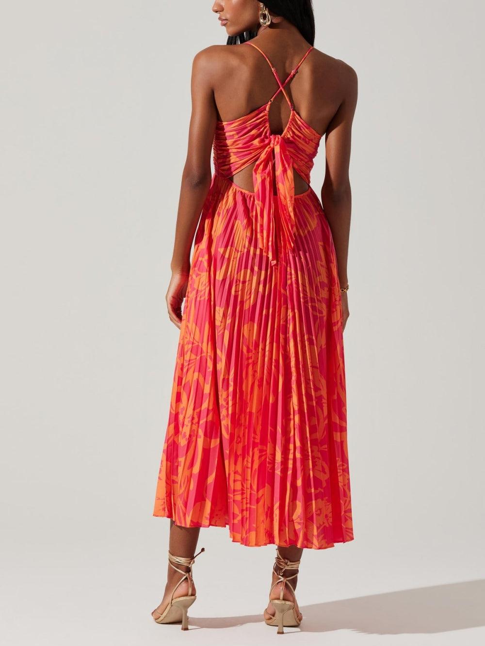 Erica | Abito Midi Plissettato Elegante Stampa Floreale Chic Costiero