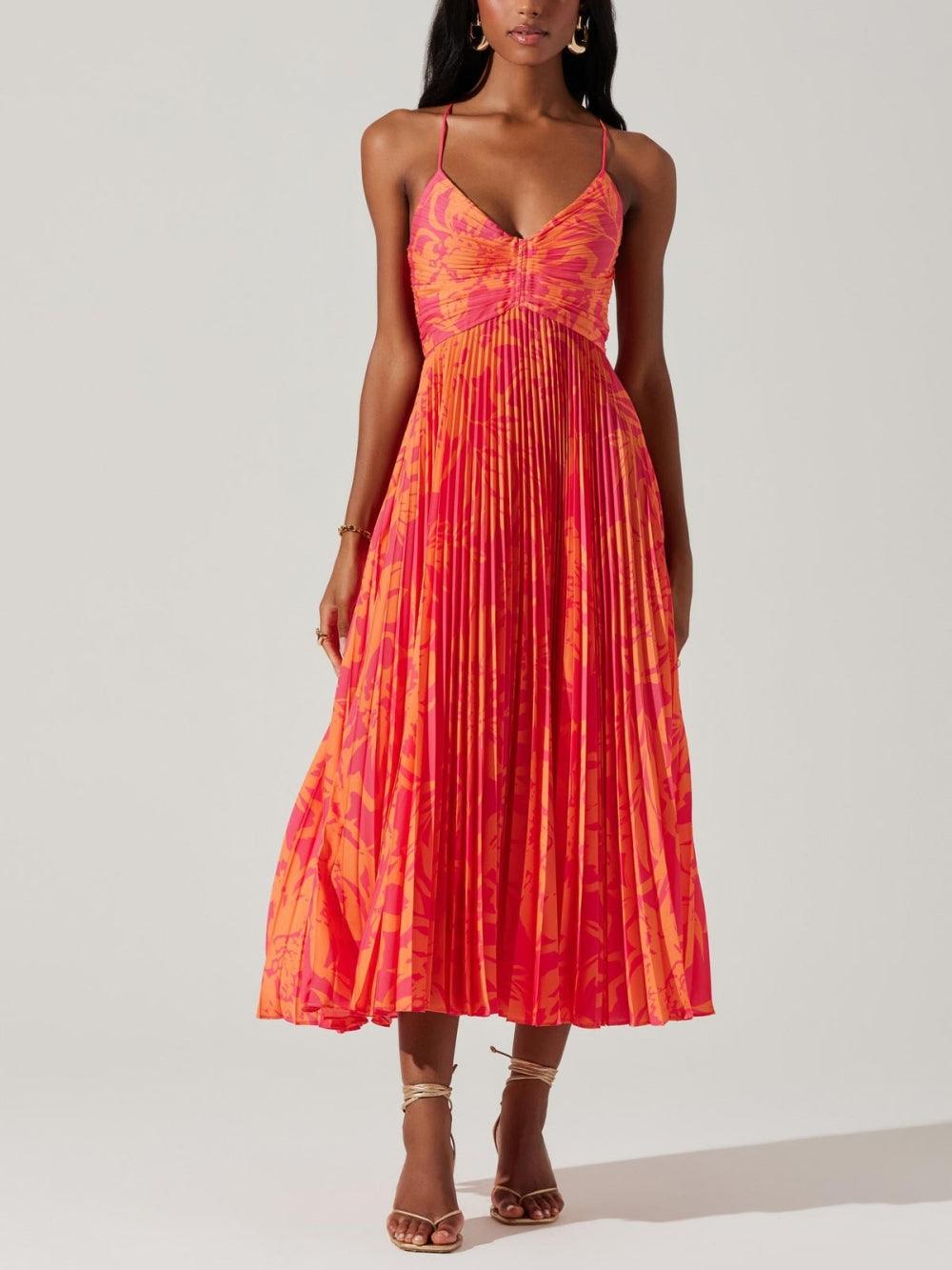 Erica | Abito Midi Plissettato Elegante Stampa Floreale Chic Costiero