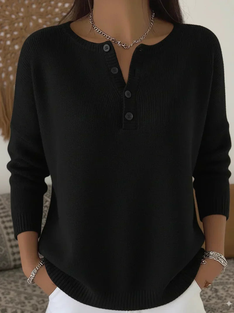 Elena | Maglione con Scollo Serafino e Bottoni
