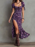 Wendy | Abito Midi con Maniche a Sbuffo Floreali Boho