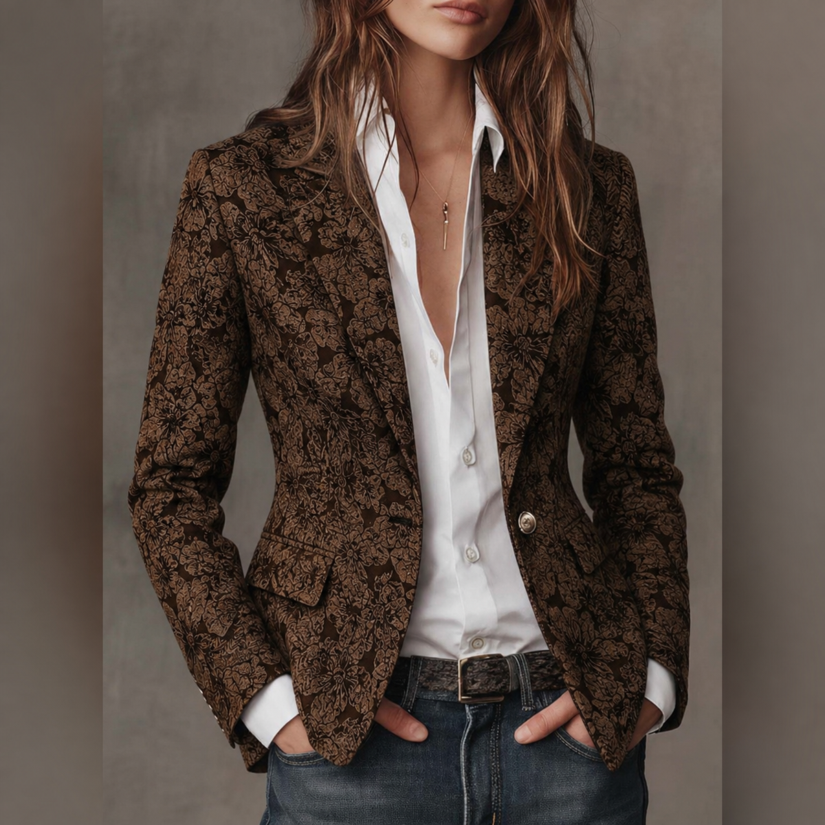 Estella | Blazer Jacquard Cachemire Aderente