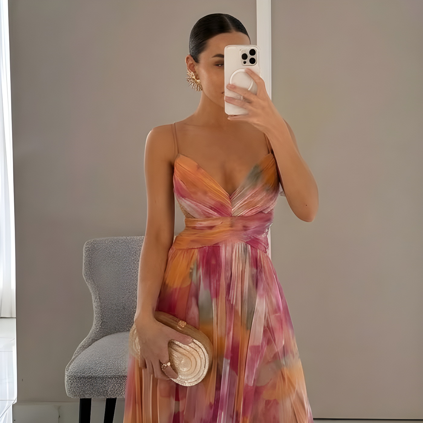 Nadine™ – Fortryllende lang kjole con blomsterprint