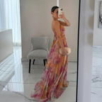 Nadine™ – Fortryllende lang kjole con blomsterprint