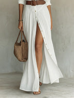 Fiorenza | Abito Maxi con Collo Scollato e Maniche Lunghe