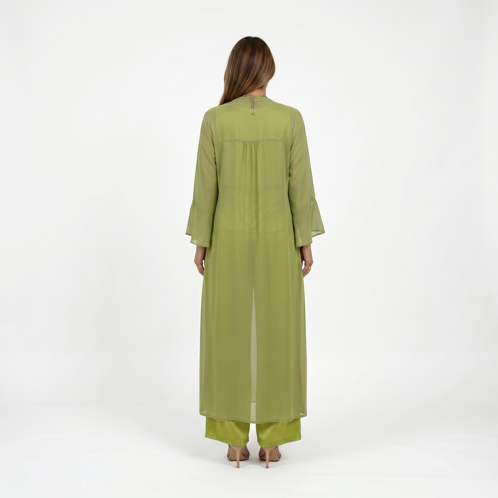 Elena | Satin-sæt i 3 dele con un cardigan - Eleganza e comfort