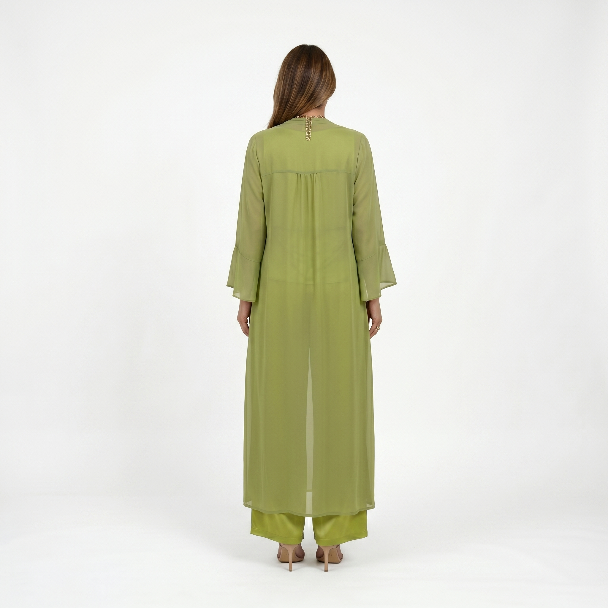 Elena | Satin-sæt i 3 dele con un cardigan - Eleganza e comfort