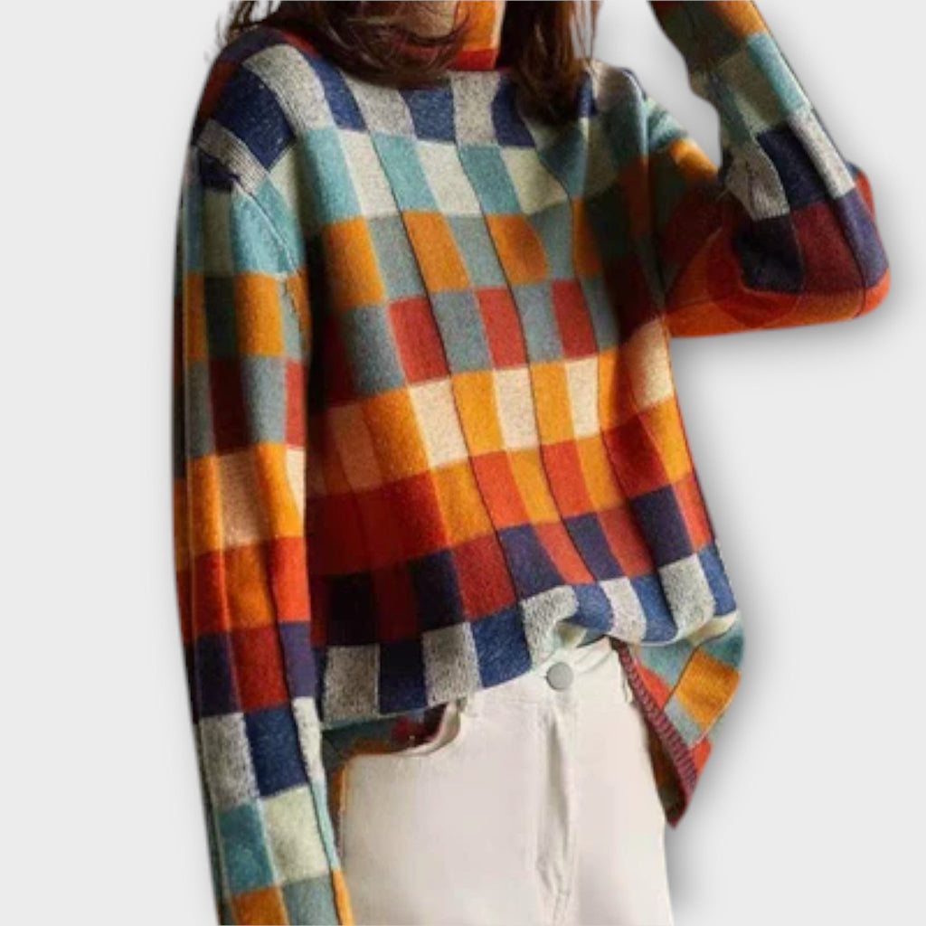 Patricia™ - Patchwork rullekrave striktrøje