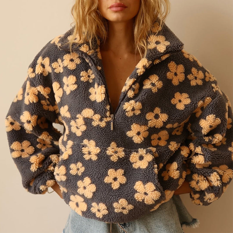 Marloes | Fleecetrui met Bloemenprint