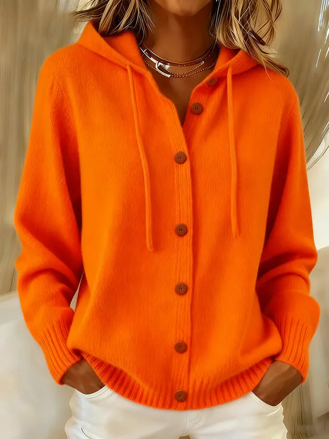 Barbara | Cardigan Morbido con Cappuccio e Bottoni