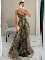 Karen | Abito Maxi Stampato Floreale con Collo a V
