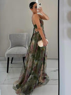 Karen | Abito Maxi Stampato Floreale con Collo a V