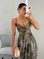 Karen | Abito Maxi Stampato Floreale con Collo a V