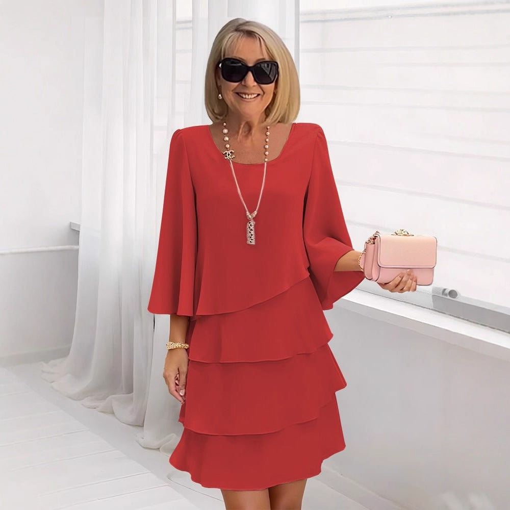 Roos | Elegante Jurk Midi con volant
