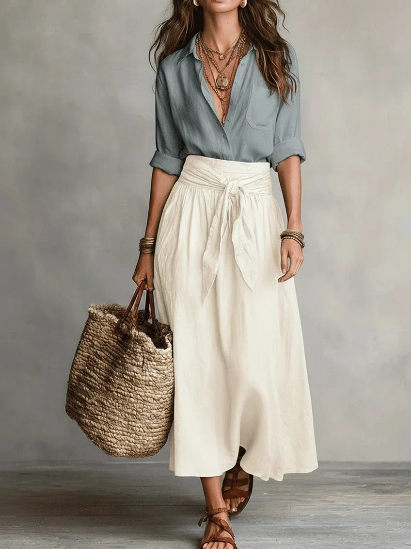Vida | Completo Elegante Blusa Nera e Gonna Midi