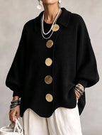Isadora | Cardigan Oversize con Collo e Bottoni Metallici